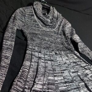 Calvin Klein Black and Gray Cowl Neck Sweater Dress
